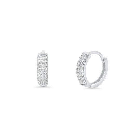 Sterling Silver Lab Grown Diamond Huggie Hoop Earrings