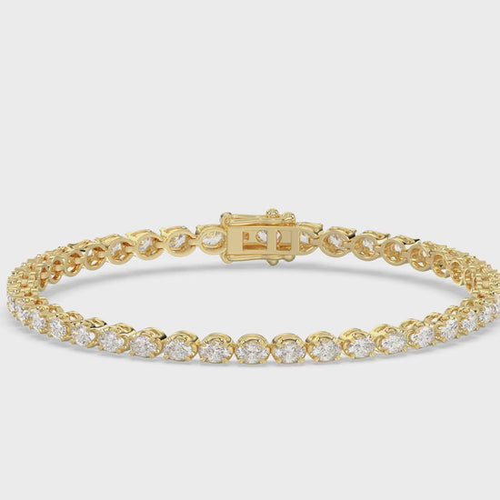Classic 4 Prong Oval Diamond Tennis Bracelet approx. 4 ct, 10K Yellow Gold, video