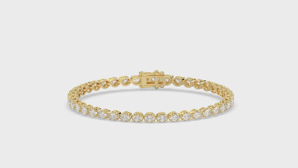 Classic 4 Prong Oval Diamond Tennis Bracelet approx. 4 ct, 10K Yellow Gold, video