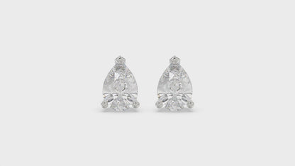 3-Prong Basket Pear Diamond Stud Earrings 3 ct, 10K White Gold, video