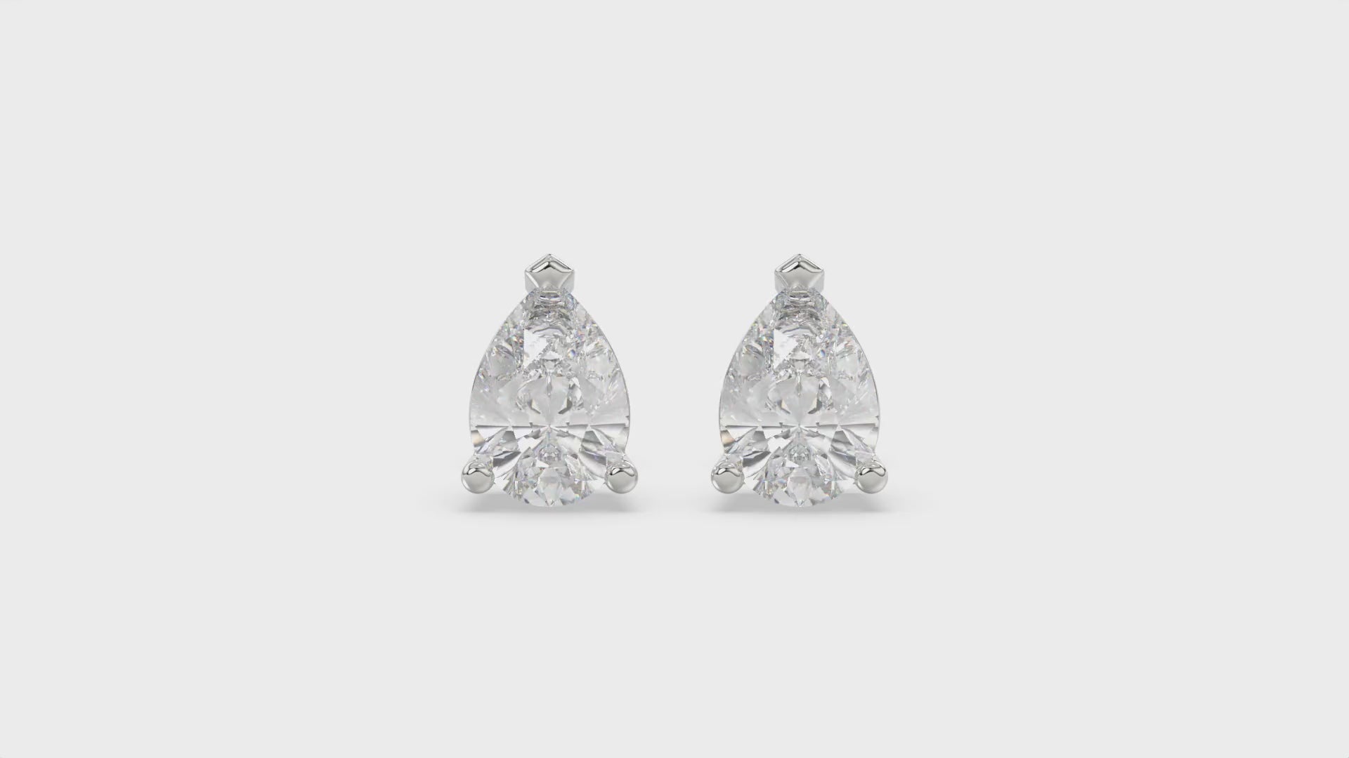 3-Prong Basket Pear Diamond Stud Earrings 3 ct, 10K White Gold, video