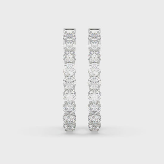 Inside-Out Round Diamond Hoop Earrings 7 ct, 10K White Gold, video