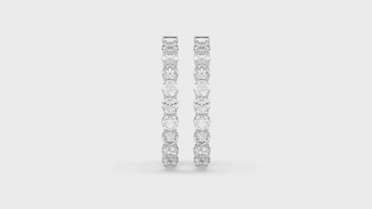 Inside-Out Round Diamond Hoop Earrings 7 ct, 10K White Gold, video