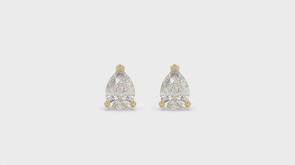 3-Prong Basket Pear Diamond Stud Earrings 1.5 ct, 10K Yellow Gold, video