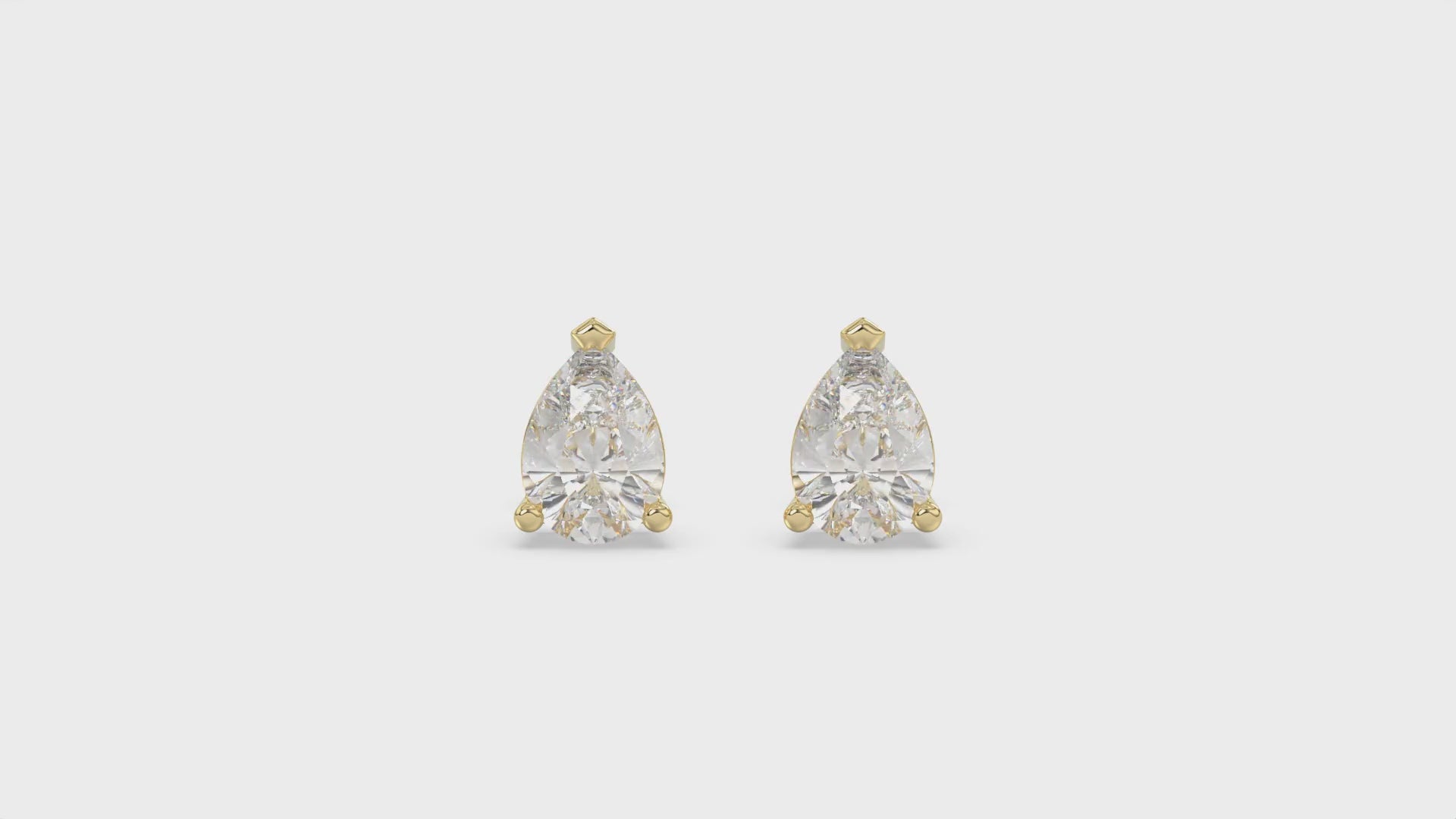 3-Prong Basket Pear Diamond Stud Earrings 1.5 ct, 10K Yellow Gold, video