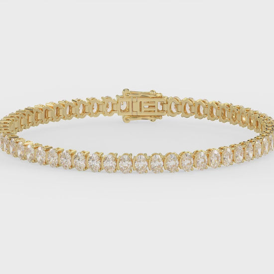 Classic 2 Prong Oval Diamond Tennis Bracelet approx. 7.1 ct, 10K Yellow Gold, video