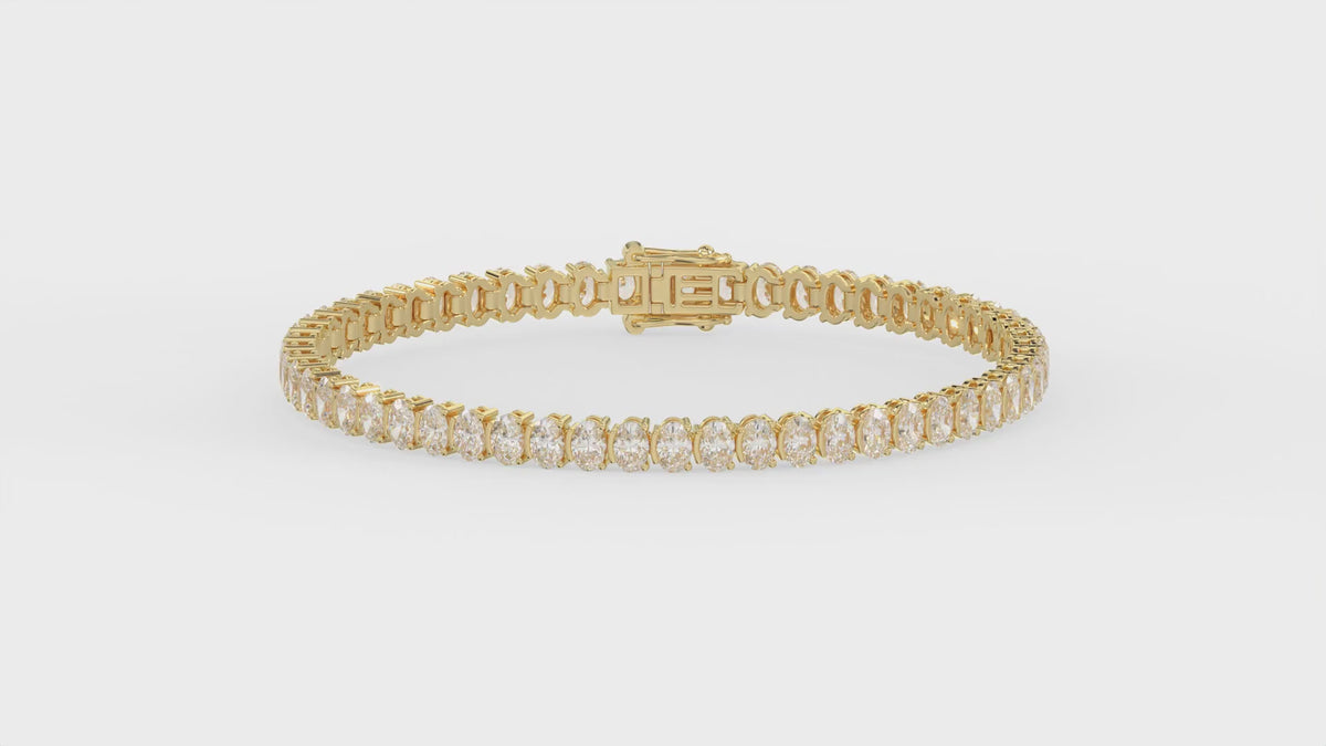 Classic 2 Prong Oval Diamond Tennis Bracelet approx. 7.1 ct, 10K Yellow Gold, video