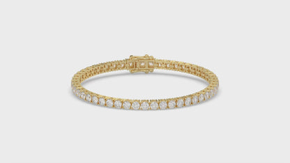 Classic 4 Prong Diamond Tennis Bracelet approx. 7 ct, 10K Yellow Gold, video