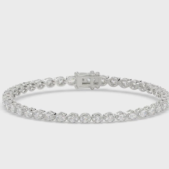 Classic 4 Prong Oval Diamond Tennis Bracelet approx. 4 ct, 10K White Gold, video