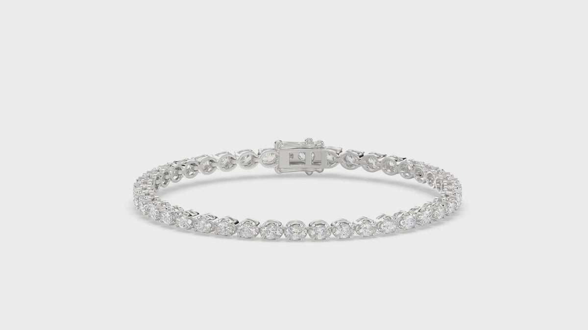 Classic 4 Prong Oval Diamond Tennis Bracelet approx. 4 ct, 10K White Gold, video