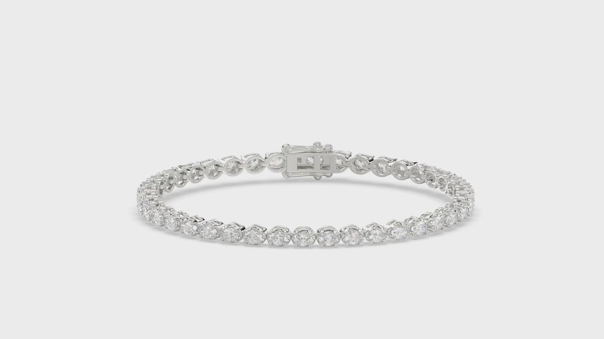Classic 4 Prong Oval Diamond Tennis Bracelet approx. 4 ct, 10K White Gold, video