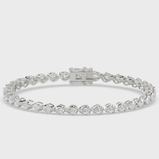 Classic 3 Prong Pear Diamond Tennis Bracelet approx. 3.5 ct, 10K White Gold, video