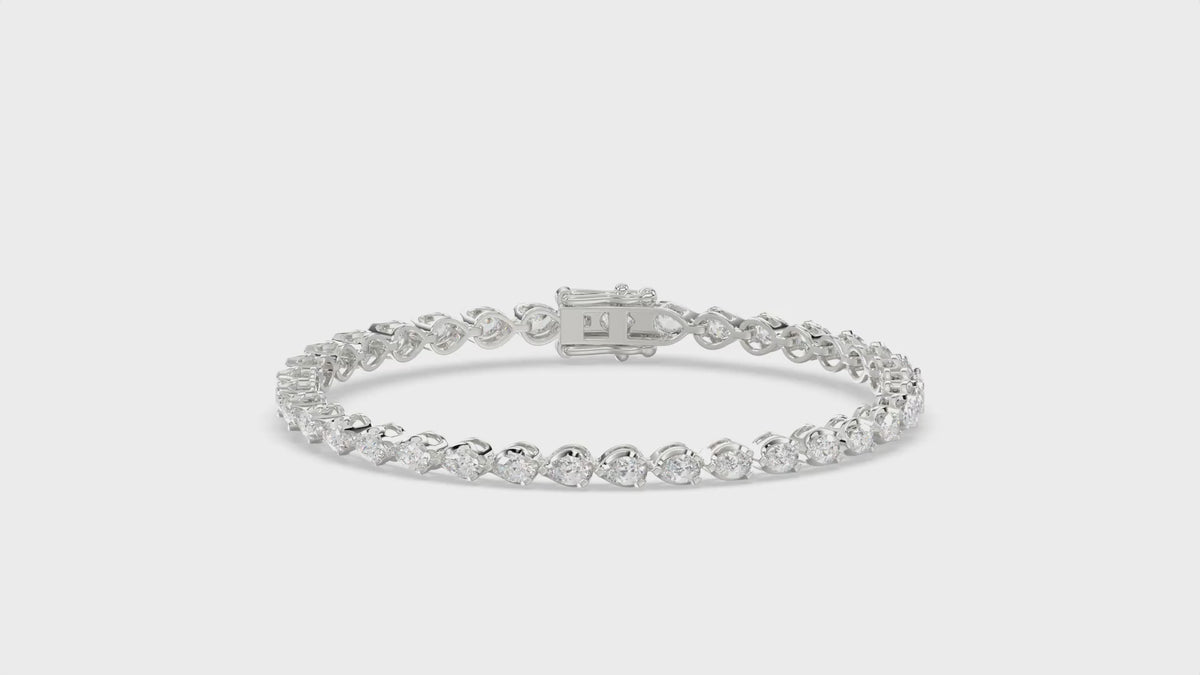 Classic 3 Prong Pear Diamond Tennis Bracelet approx. 3.5 ct, 10K White Gold, video