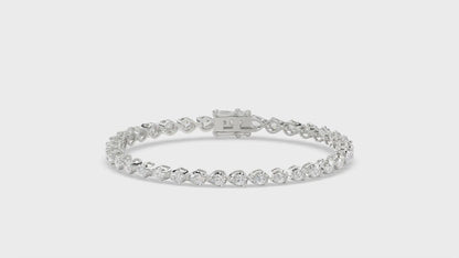 Classic 3 Prong Pear Diamond Tennis Bracelet approx. 3.5 ct, 10K White Gold, video