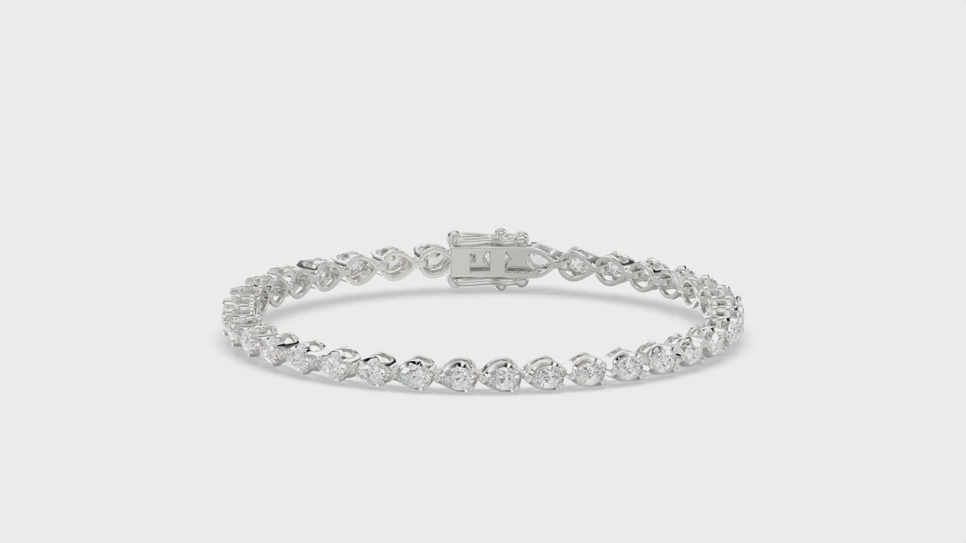Classic 3 Prong Pear Diamond Tennis Bracelet approx. 3.5 ct, 10K White Gold, video