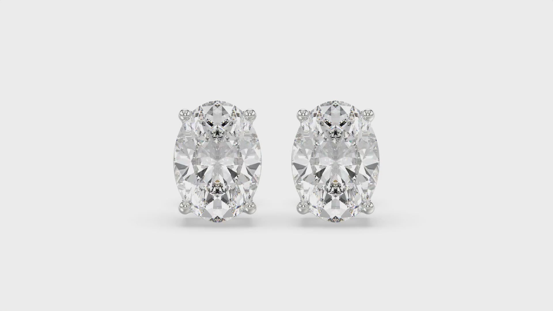4-Prong Basket Oval Diamond Stud Earrings 4 ct, 10K White Gold, video