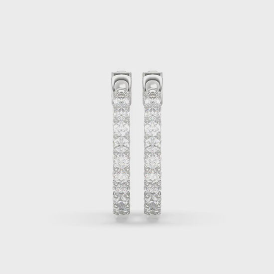Inside-Out Round Diamond Hoop Earrings 3 ct, 10K White Gold, video