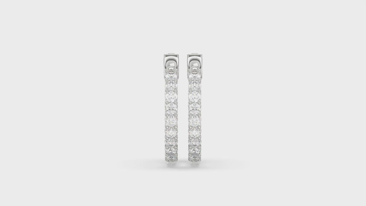 Inside-Out Round Diamond Hoop Earrings 3 ct, 10K White Gold, video