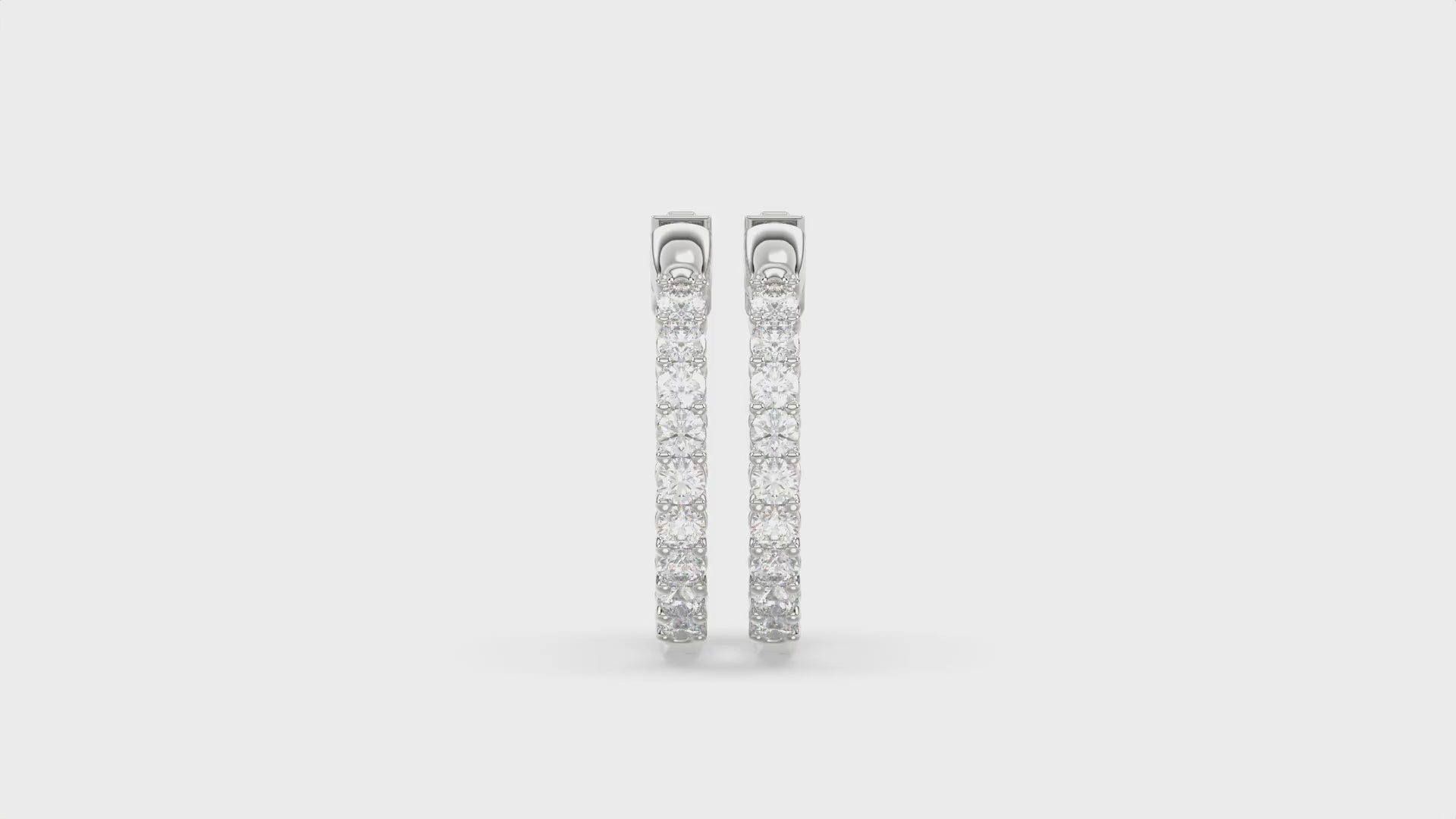Inside-Out Round Diamond Hoop Earrings 3 ct, 10K White Gold, video