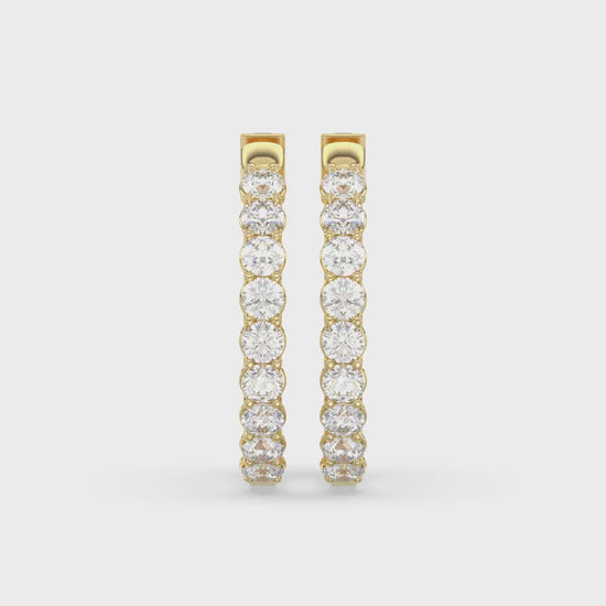 Inside-Out Round Diamond Hoop Earrings 5 ct, 10K Yellow Gold, video