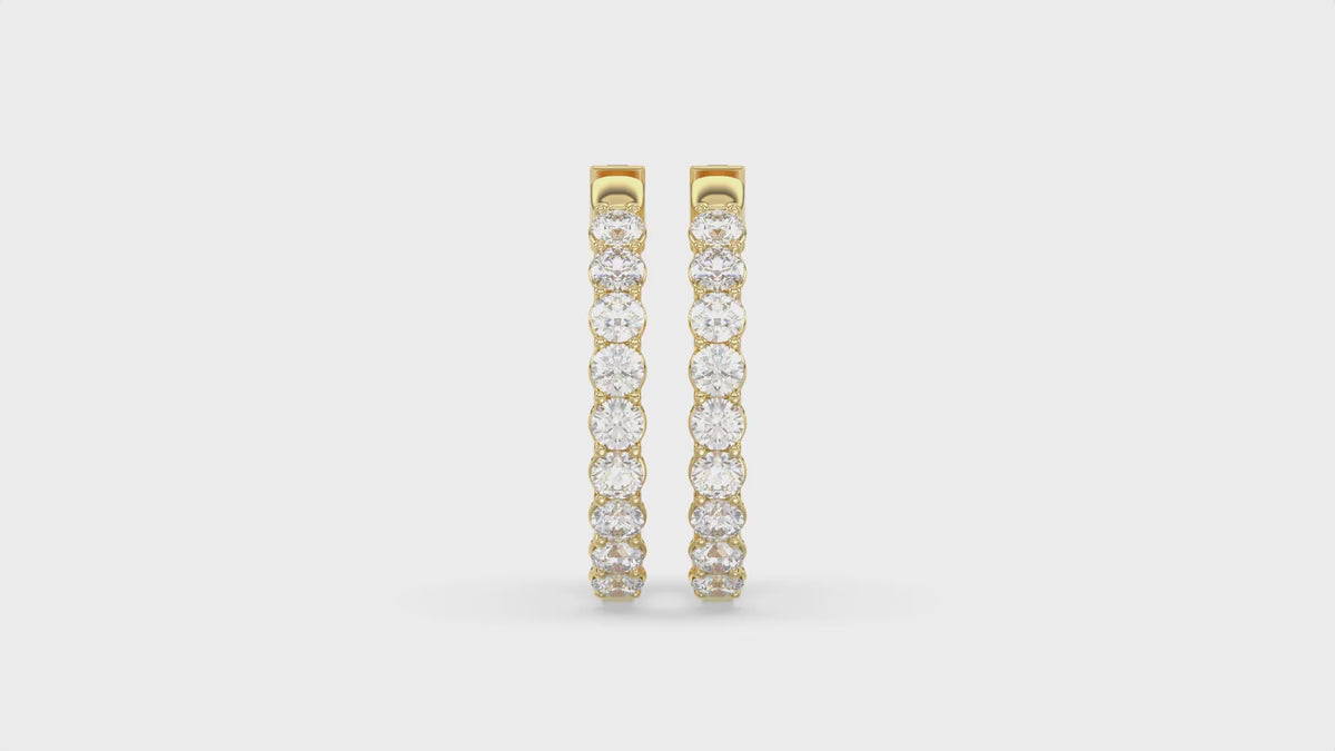 Inside-Out Round Diamond Hoop Earrings 5 ct, 10K Yellow Gold, video