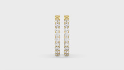 Inside-Out Round Diamond Hoop Earrings 5 ct, 10K Yellow Gold, video