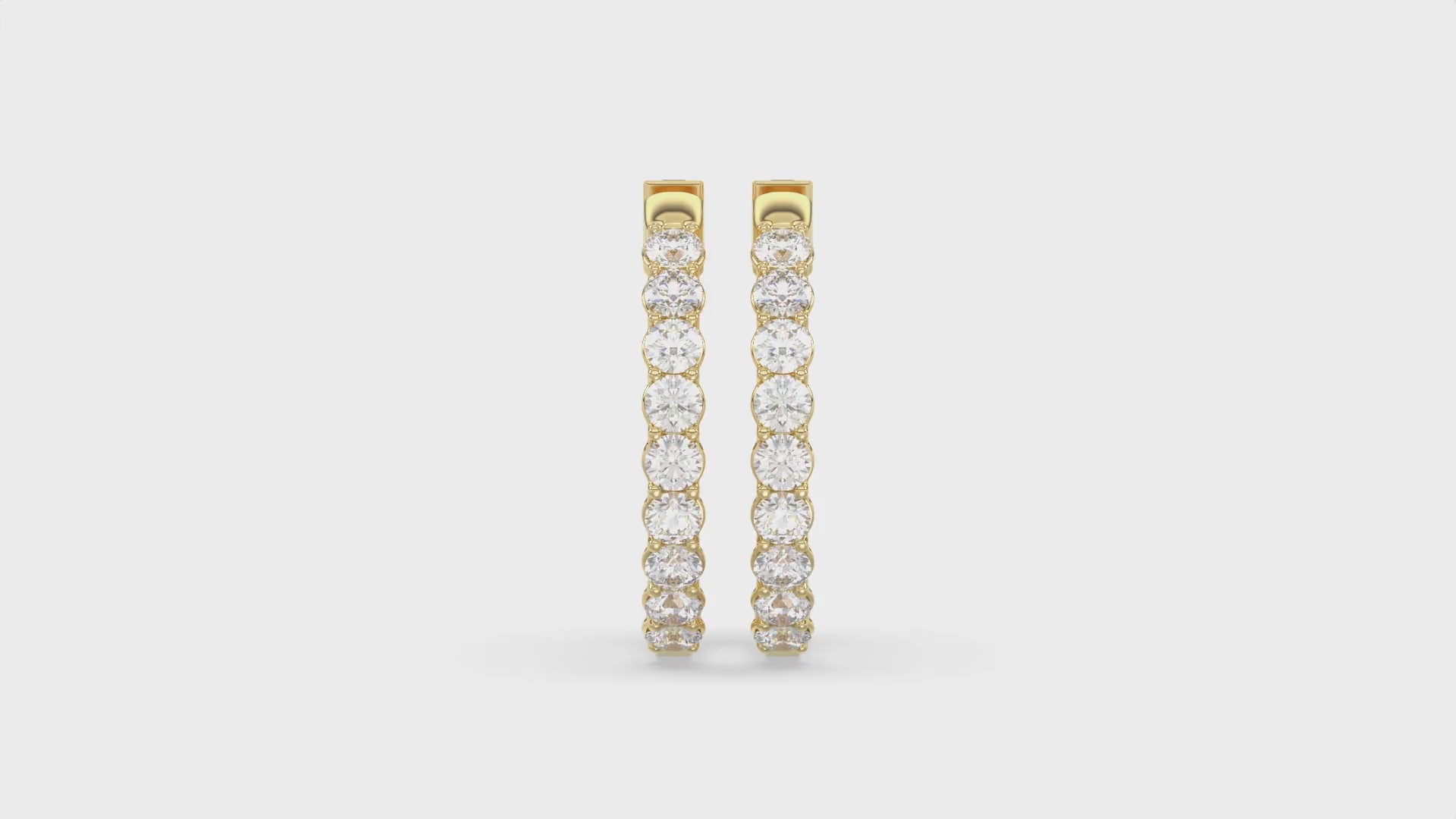 Inside-Out Round Diamond Hoop Earrings 5 ct, 10K Yellow Gold, video