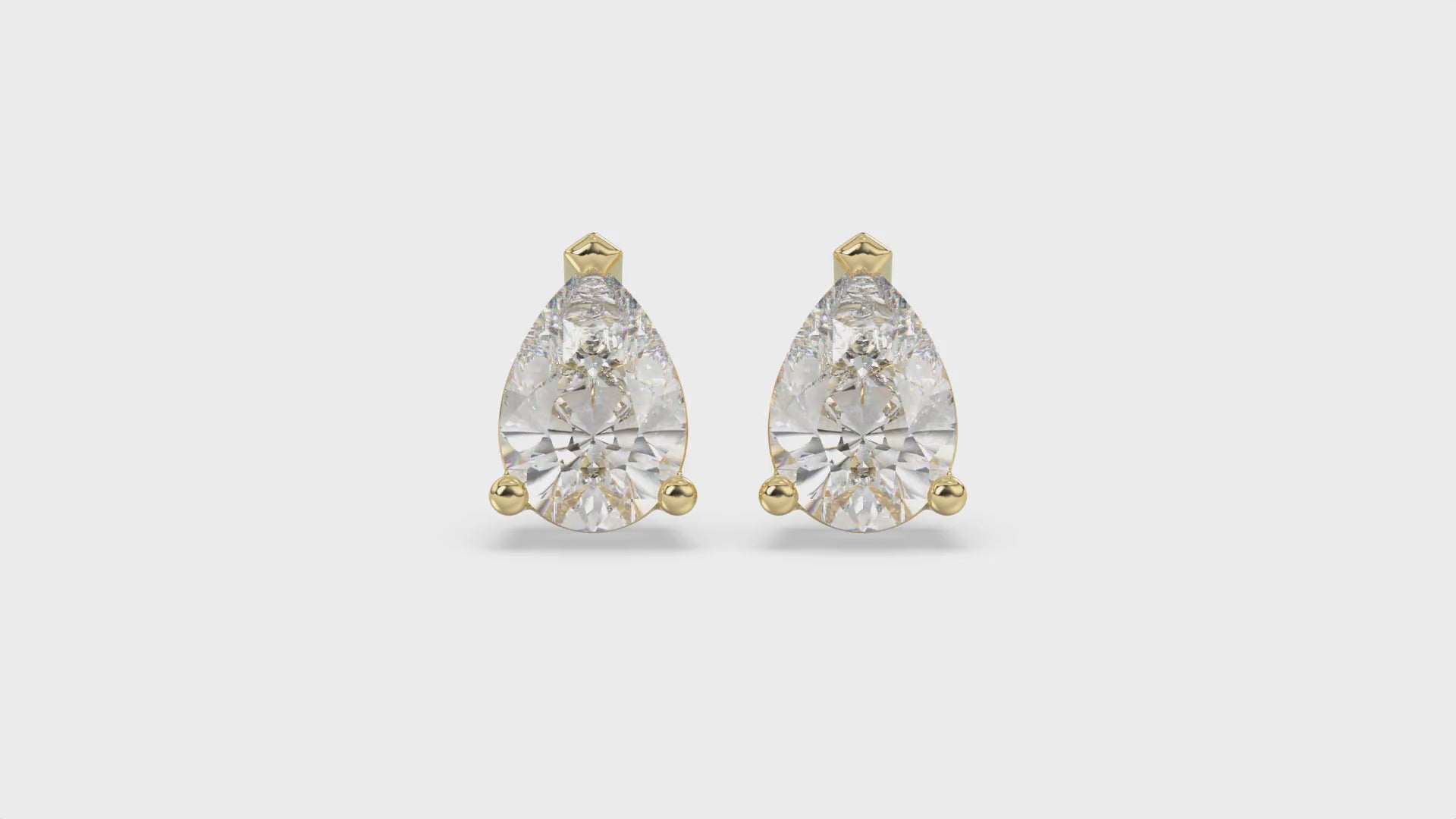 3-Prong Basket Pear Diamond Stud Earrings 4 ct, 10K Yellow Gold, video