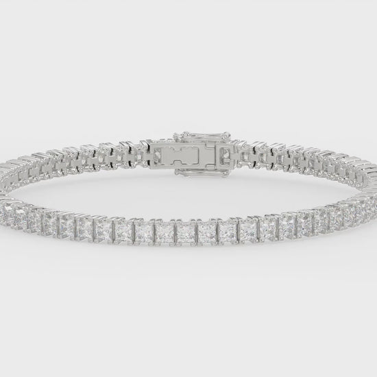 Classic 4 Prong Princess Diamond Tennis Bracelet approx. 7 ct, 10K White Gold, video