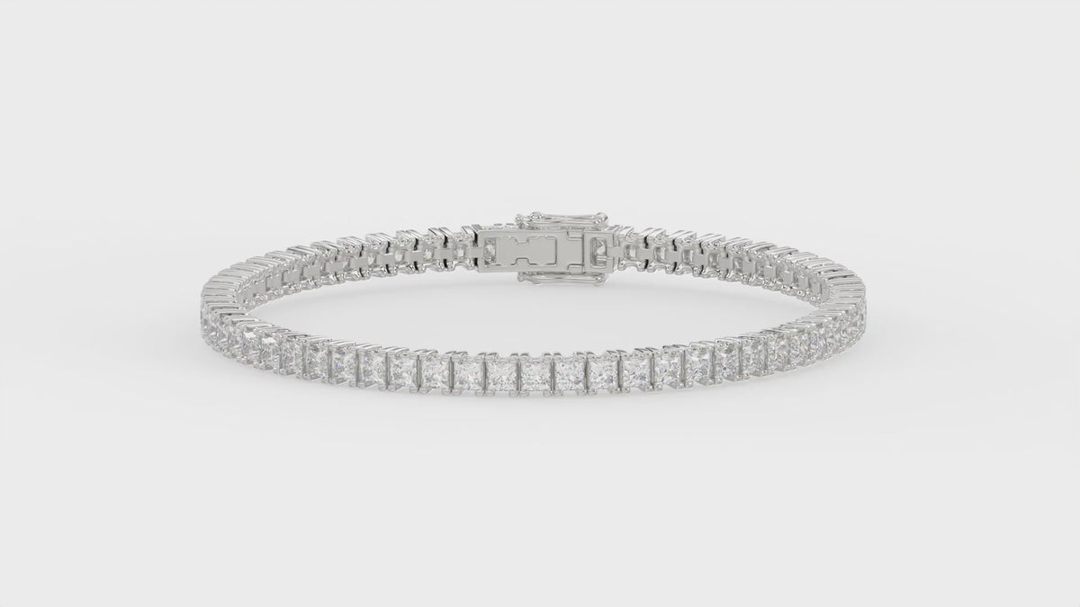 Classic 4 Prong Princess Diamond Tennis Bracelet approx. 7 ct, 10K White Gold, video