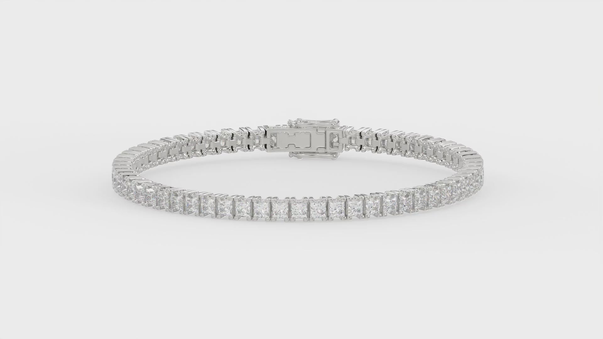 Classic 4 Prong Princess Diamond Tennis Bracelet approx. 7 ct, 10K White Gold, video