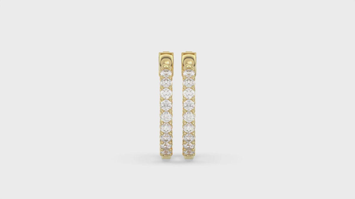 Inside-Out Round Diamond Hoop Earrings 3 ct, 10K Yellow Gold, video