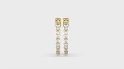 Inside-Out Round Diamond Hoop Earrings 3 ct, 10K Yellow Gold, video