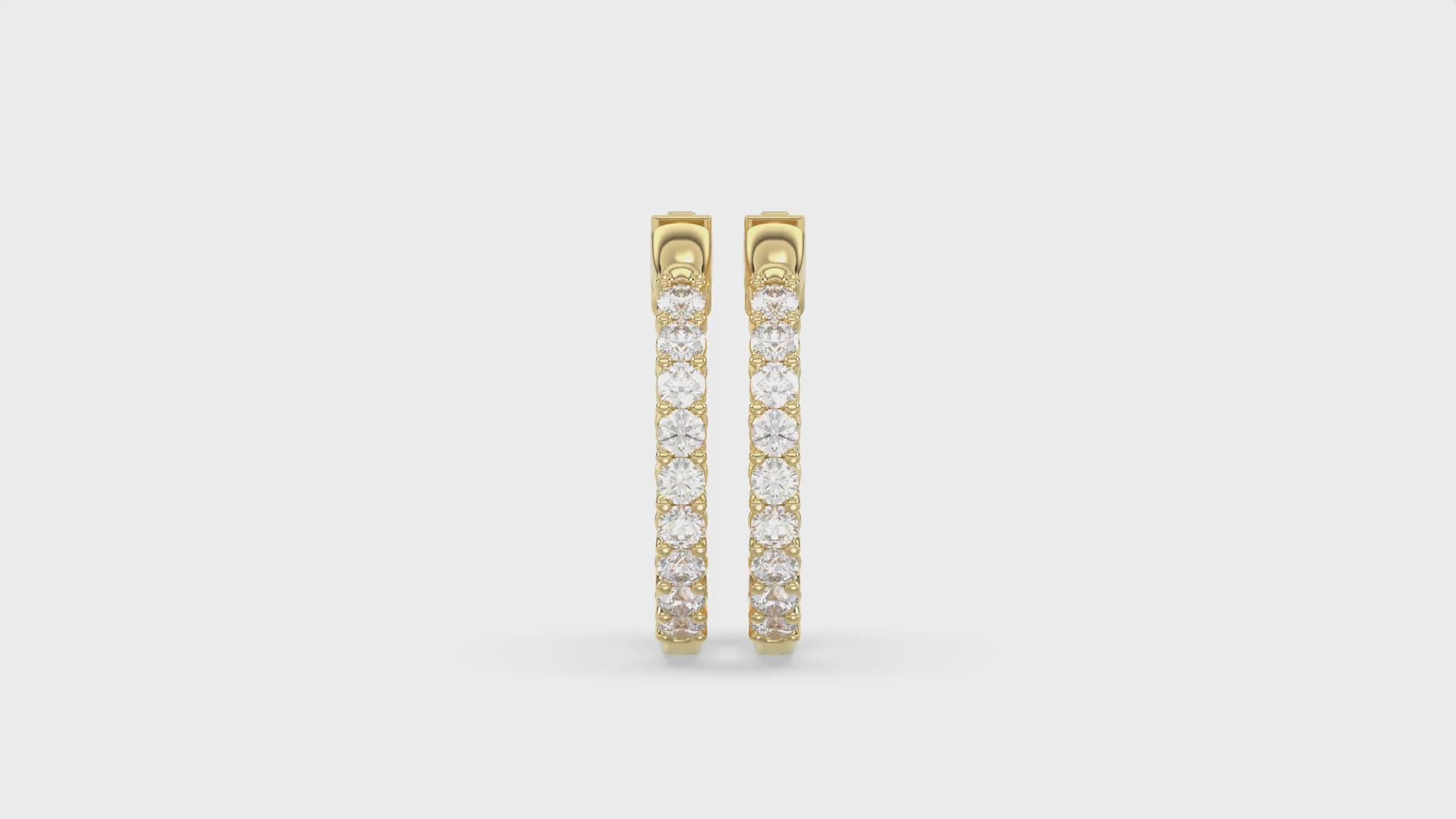 Inside-Out Round Diamond Hoop Earrings 3 ct, 10K Yellow Gold, video