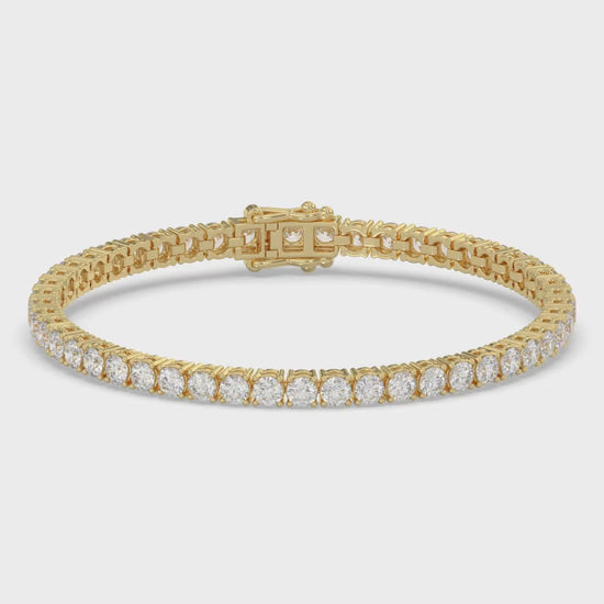 Classic 4 Prong Diamond Tennis Bracelet approx. 7 ct, 10K Yellow Gold, video