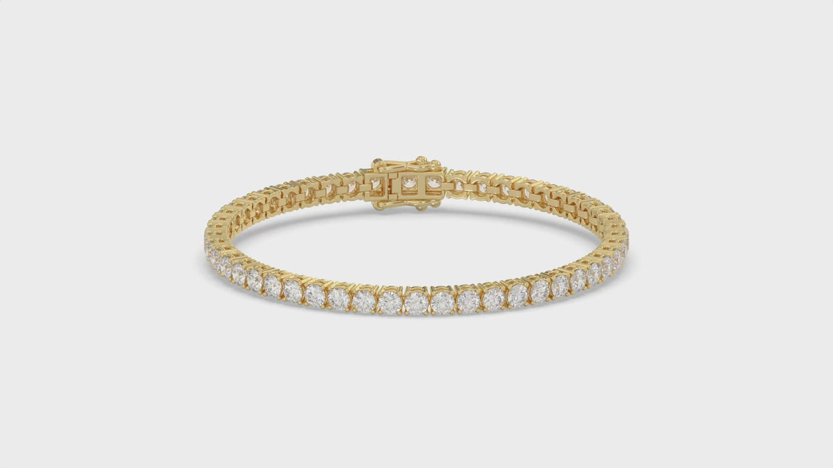 Classic 4 Prong Diamond Tennis Bracelet approx. 7 ct, 10K Yellow Gold, video