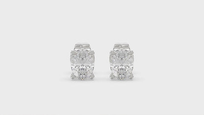 4-Prong Basket Oval Diamond Stud Earrings 1.5 ct, 10K White Gold, video