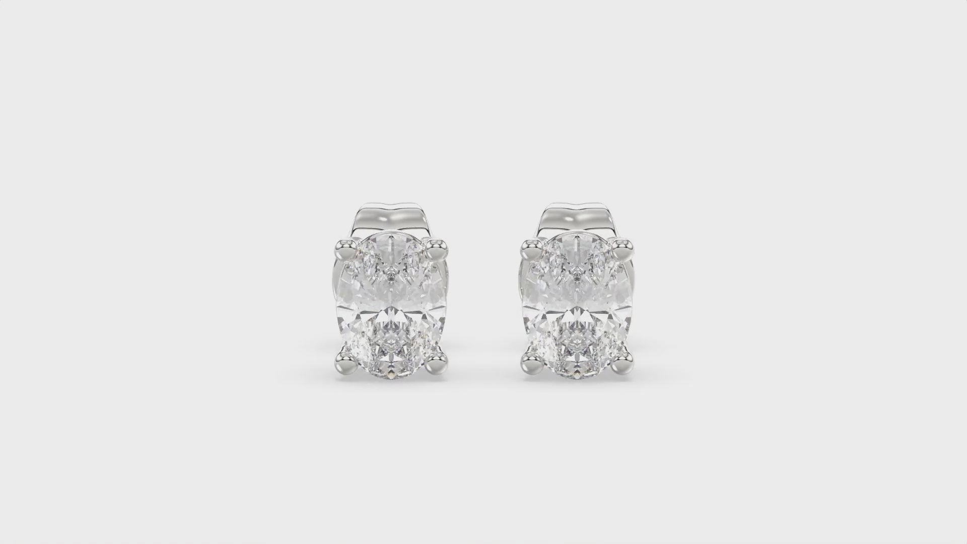 4-Prong Basket Oval Diamond Stud Earrings 1.5 ct, 10K White Gold, video