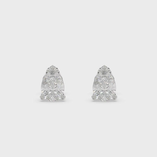 3-Prong Basket Pear Diamond Stud Earrings 2 ct, 10K White Gold, video