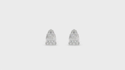 3-Prong Basket Pear Diamond Stud Earrings 2 ct, 10K White Gold, video