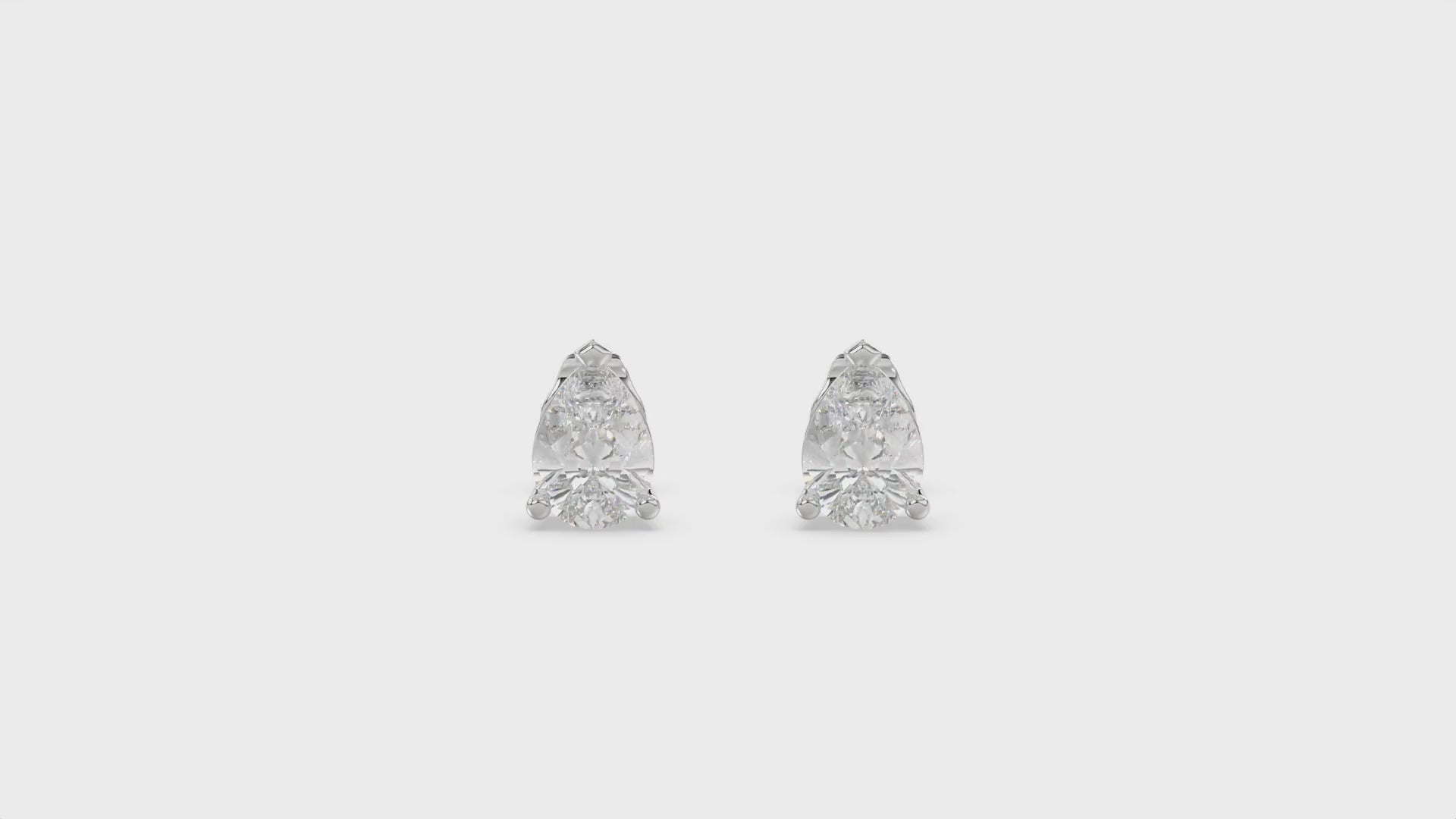 3-Prong Basket Pear Diamond Stud Earrings 2 ct, 10K White Gold, video