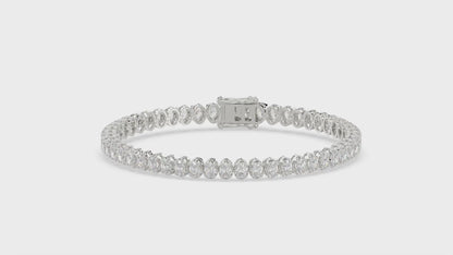 Classic 4 Prong Oval Diamond Tennis Bracelet approx. 5 ct, 10K White Gold, video