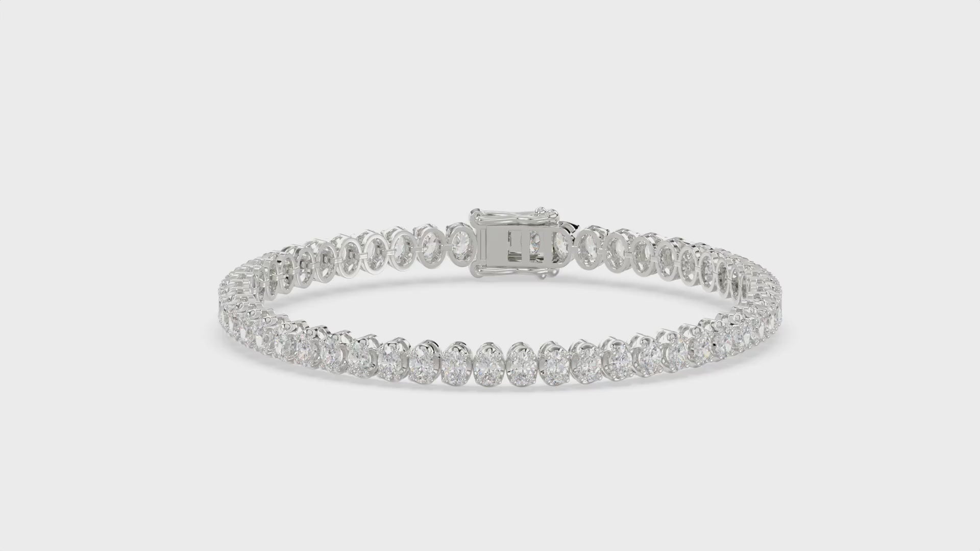 Classic 4 Prong Oval Diamond Tennis Bracelet approx. 5 ct, 10K White Gold, video