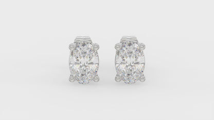 4-Prong Basket Oval Diamond Stud Earrings 1 ct, 10K White Gold, video