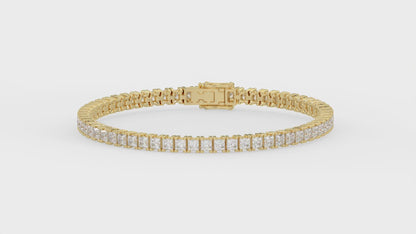 Classic 4 Prong Princess Diamond Tennis Bracelet approx. 7 ct, 10K Yellow Gold, video