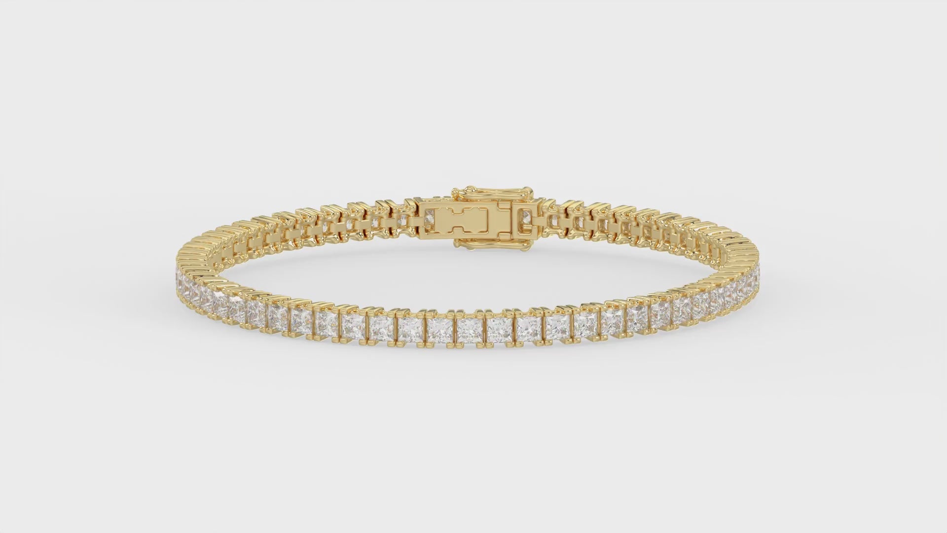 Classic 4 Prong Princess Diamond Tennis Bracelet approx. 7 ct, 10K Yellow Gold, video