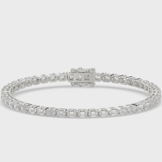 Classic 4 Prong Emerald Cut Diamond Tennis Bracelet approx. 4.5 ct, 10K White Gold, video