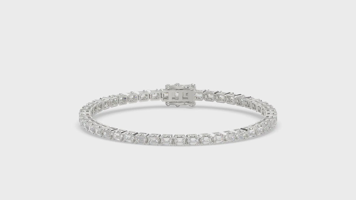 Classic 4 Prong Emerald Cut Diamond Tennis Bracelet approx. 4.5 ct, 10K White Gold, video