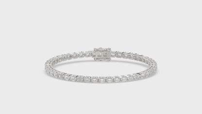 Classic 4 Prong Emerald Cut Diamond Tennis Bracelet approx. 4.5 ct, 10K White Gold, video