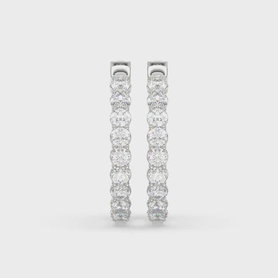 Inside-Out Round Diamond Hoop Earrings 5 ct, 10K White Gold, video